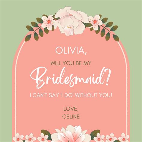 Free printable Be My Bridesmaid invitation templates.